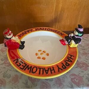 Halloween Candy Bowl with Figurines